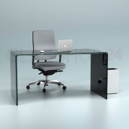 Design Schreibtisch aus 15mm Echtglas